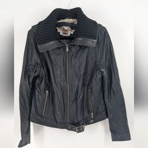 Harley‎ Davidson Black Leather Jacket Size XL